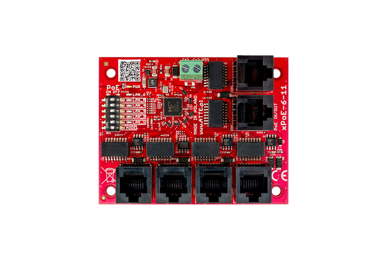 ATTE xPoE-6-11-OF switch (przełącznik) PoE, 6x FE, 5x PoE IN/OUT (pasywne / 802.3af/at)