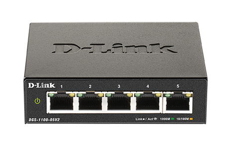 D-Link DGS-1100-05V2/E zarządzalny przełącznik (switch) desktop, 5 gigabitowych portów Ethernet