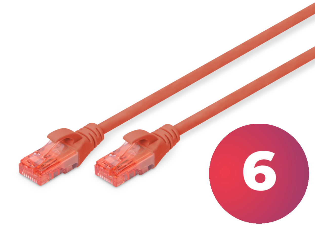 Digitus DK-1617-005/R patchcord U/UTP kat. 6, CU, kolor czerwony, długość 0,5 m