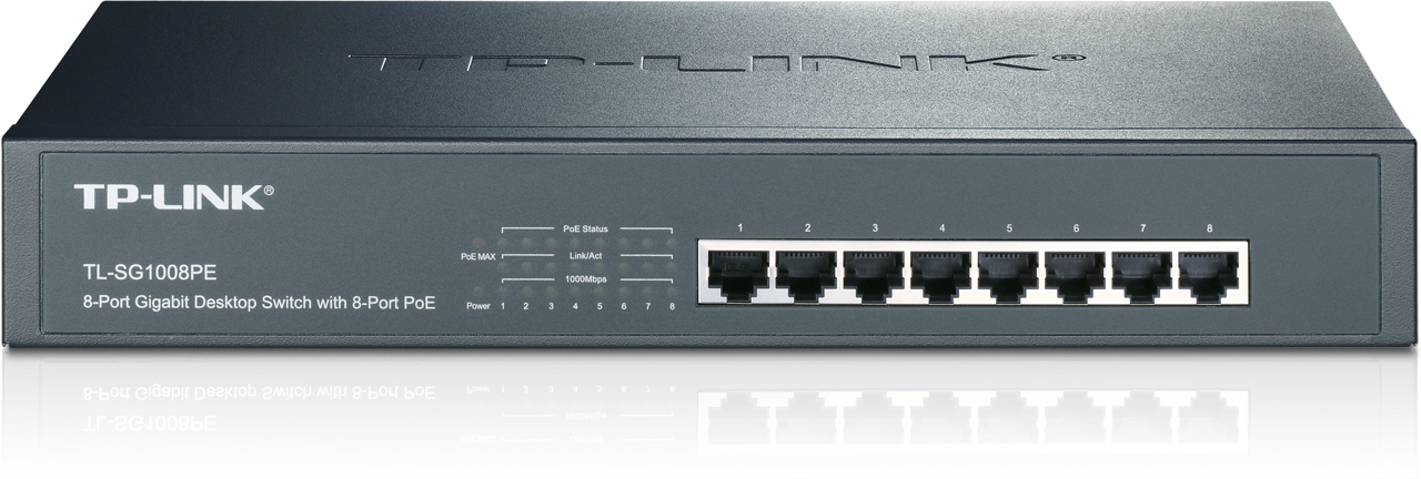 Gigabitowy przełącznik, 8 portów  możliwość montażu w szafie TL-SG1008PE