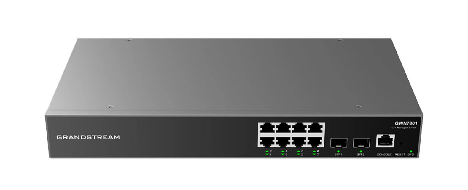 Grandstream GWN7801 zarządzalny switch (przełącznik) Layer 2 / 2+ 8x GE, 2x SFP