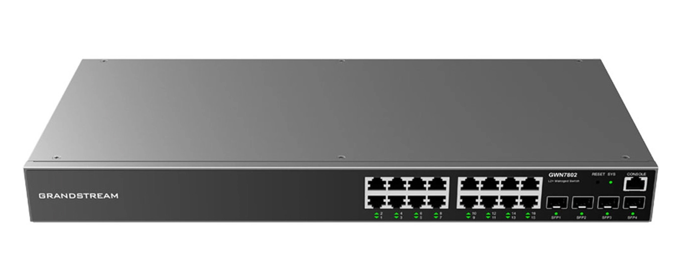 Grandstream GWN7802P zarządzalny switch (przełącznik) Layer 2 / 2+ 16x GE, 16x PoE OUT (802.3af/at), 4x SFP