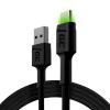 Green Cell KABGC06 Ray USB-A - USB-C Zielone podświetlenie LED 120cm Ultra Charge QC3.0 fast charging