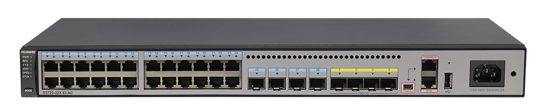 Huawei S5720-32X-EI-AC zarządzalny switch (przełącznik) 24x GE, 4x SFP, 4x SFP+, zasilanie AC + RPS