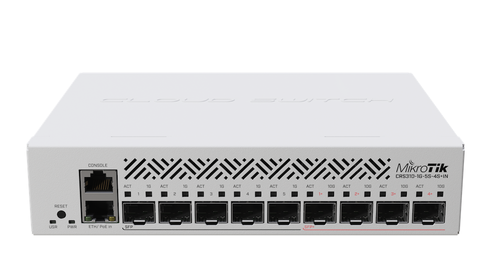 MikroTik CRS310-1G-5S-4S+IN switch (przełącznik) 1x GE, 5x SFP, 4x SFP+ (10 Gb/s)