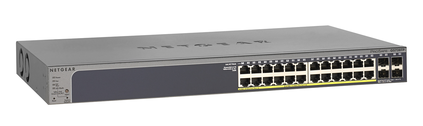 Netgear GS728TP zarządzalny switch (przełącznik) Smart ProSAFE 24x GE, 4x SFP, 8x PoE 802.3at, 16x PoE 802.3af