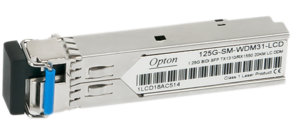 OPTON 125G-SM-WDM31-LC-D SFP WDM, 1.25Gbps, SM LC, 16dB, 20km, TX1310, DDM