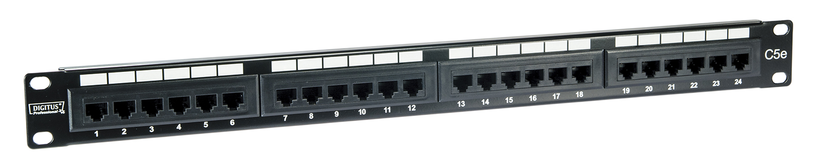 Patch panel Digitus UTP kat.5e 24 porty LSA +kpl.