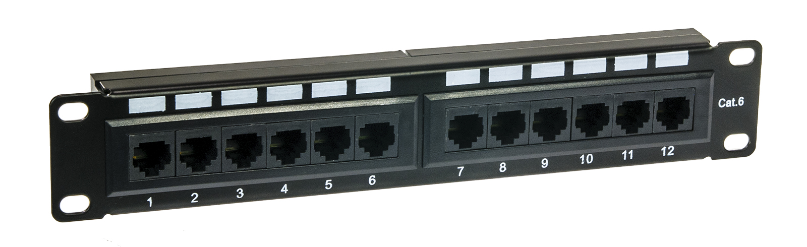 Patchpanel, 12 portów UTP kat. 6, standard Rack 10", wysokość 1U, złącza krone