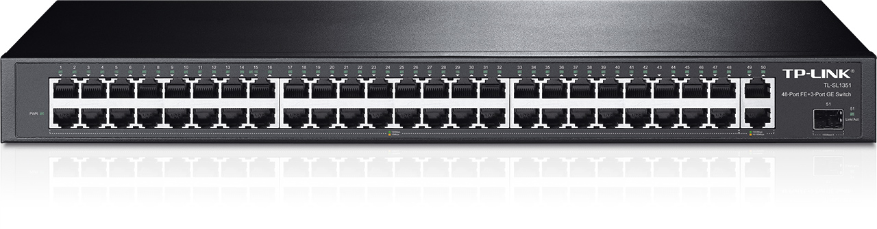 Przełącznik, 48 portów 2 porty Gb, 1 slot Gb SFP TL-SL1351