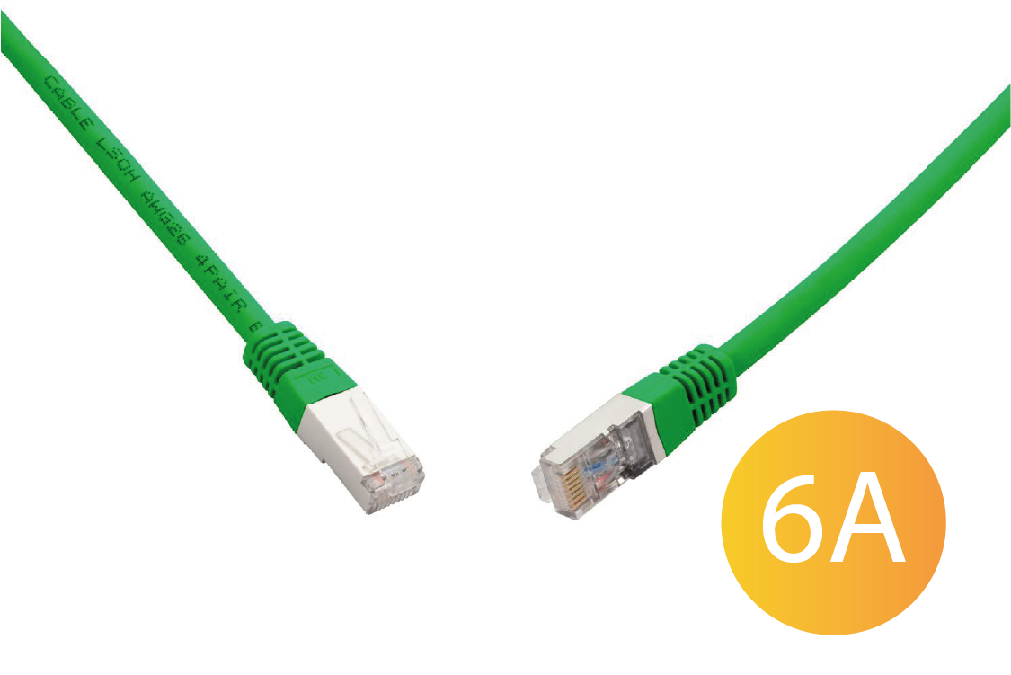 Solarix C6A-315GR-0,5MB patch cord S/FTP cat 6A LSOH 0,50m zielony