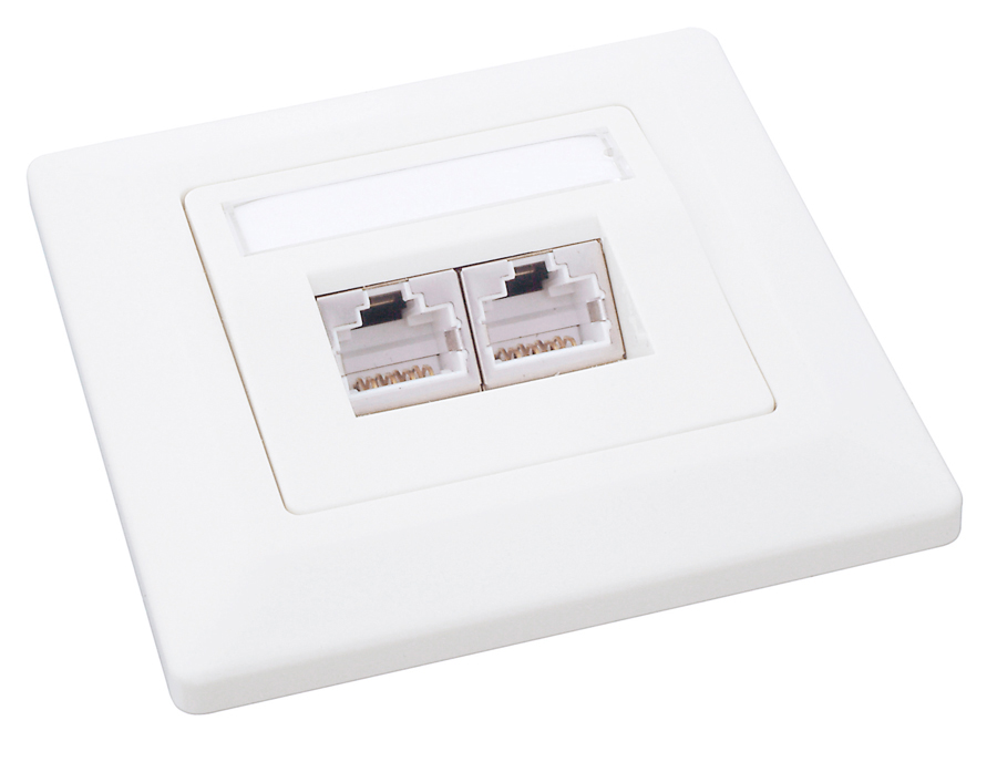 Solarix SX9-2-6-STP-WH podtynkowe gniazdko ekranowane kat. 6, 2x RJ45