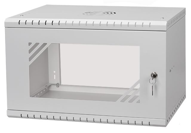 Stalflex RC19-6U-450GG szafa Rack 19" 6U 450 mm, drzwi szklane, szara (wisząca)
