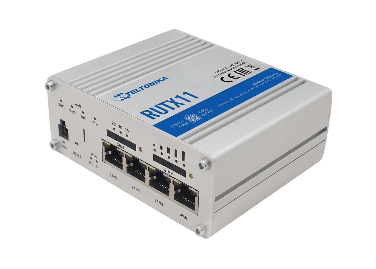 Teltonika RUTX11 przemysłowy, bezprzewodowy router LTE kat. 6, AC867, gigabit Ethernet