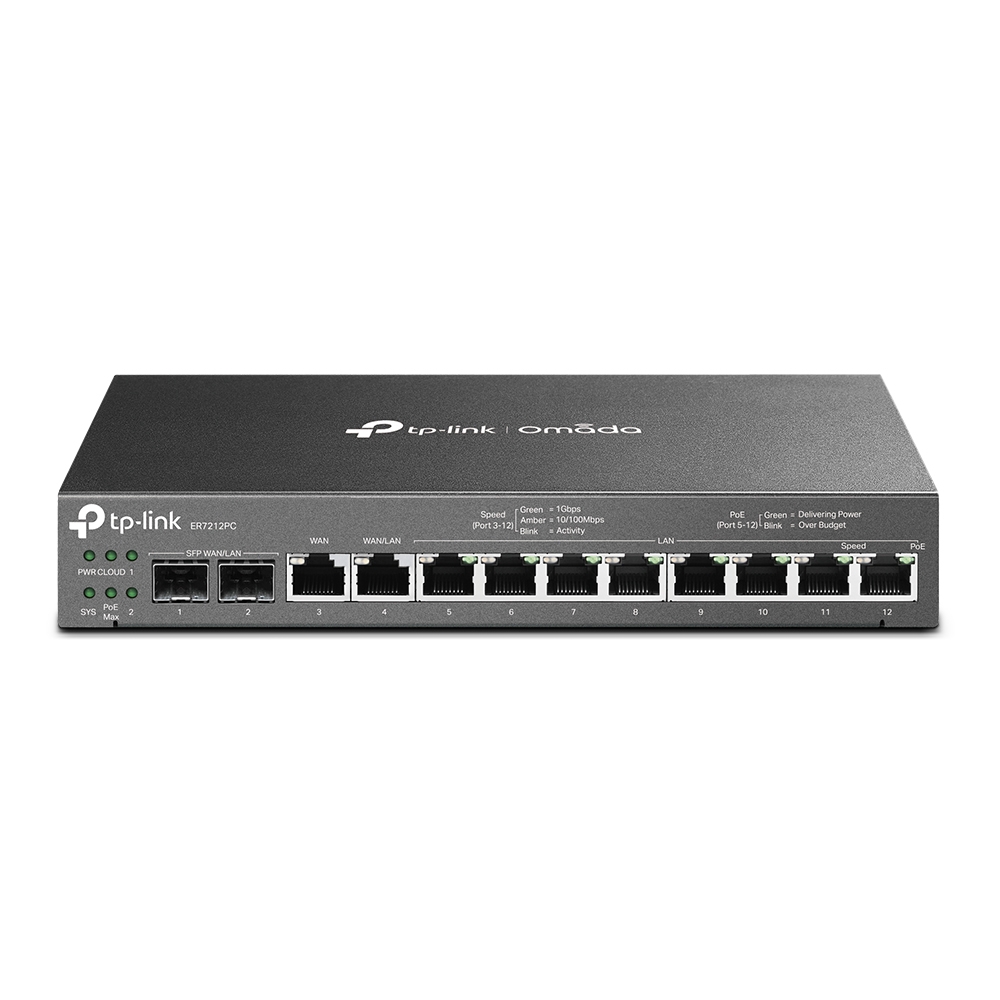 TP-Link ER7212PC router z wbudowanym kontrolerem Omada, 10x GE, 2x SFP, multi-WAN, 8x PoE OUT