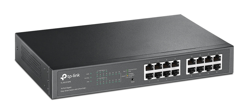 TP-Link SG1016PE switch (przełącznik) Easy Smart 16x gigabit Ethernet, 8x PoE OUT (802.3af/at)