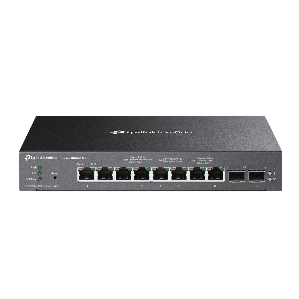 TP-Link SG2210XMP-M2 switch Omada L2+ 8x 2.5GE, 2x SFP+, 8x PoE+ OUT, 160 W