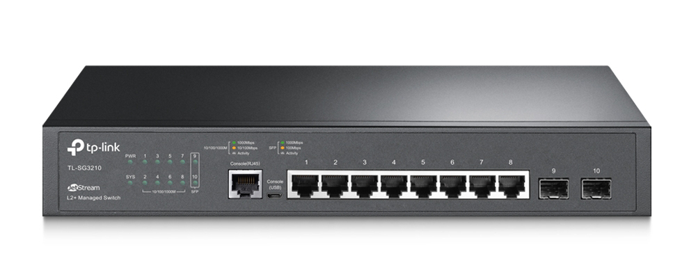 TP-Link SG3210 zarządzalny switch (przełącznik) JetStream L2+, 8x GE, 2x SFP