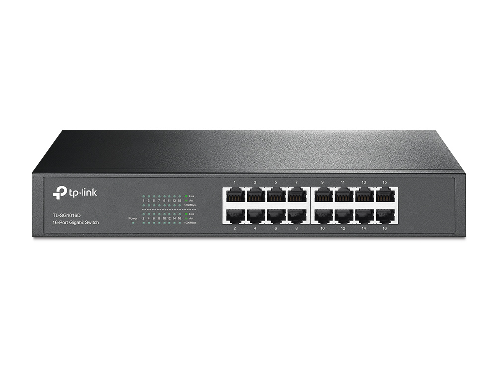 TP-Link TL-SG1016D przełącznik, 16 portów Gb, z możliwością montażu w szafie