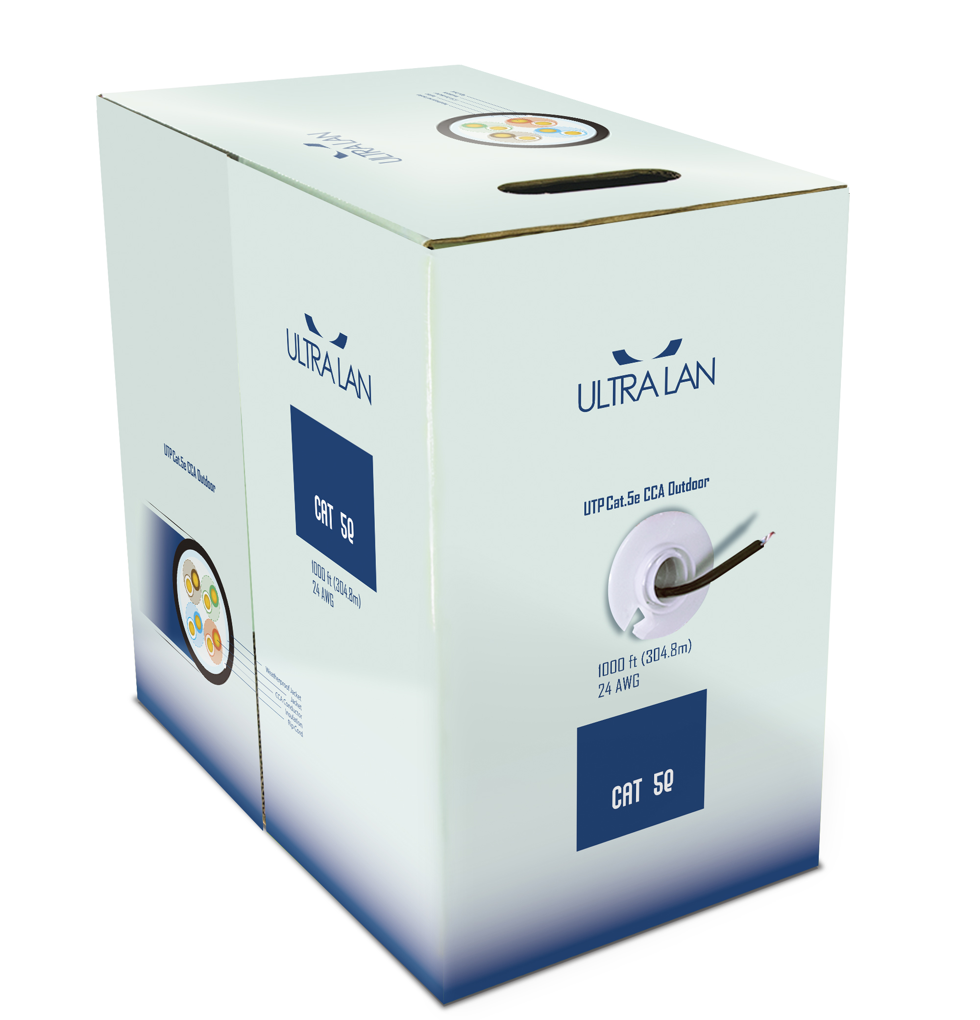 UltraLAN kabel UTP, kat. 5e, CCA, PE+PVC, zewnętrzny, 305m