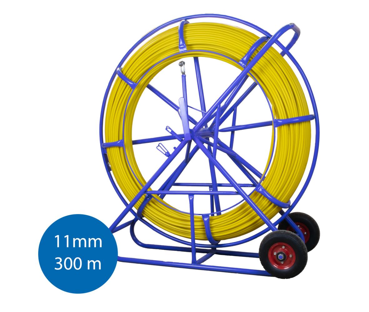 Włókno szklane do przeciągania kabli fi 11mm, 300m (pilot, stalka) PE żółty