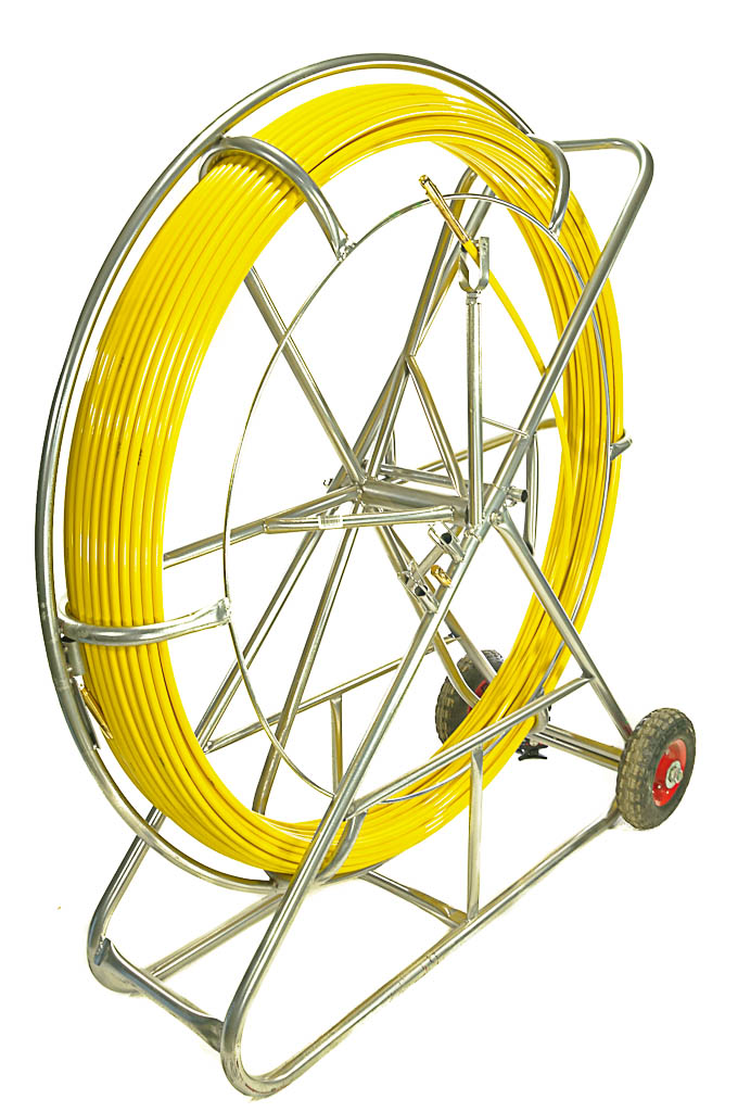 Włókno szklane do przeciągania kabli fi 13mm, 150m (pilot, stalka) PE żółty