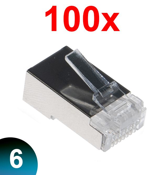 Wtyk RJ45 FTP ekranowany przelotowy / modularny, na drut, kat. 6, 100 szt.