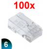 Wtyk RJ45 UTP nieekranowany przelotowy / modularny, na drut, kat. 6, 100 szt.
