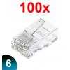 Wtyk RJ45 z pozłacanymi pinami 3 zęby na drut UTP kat. 6 100 szt. (2-częściowy)