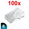 Wtyk RJ45 z pozłacanymi pinami 3 Zęby na drut UTP kat. 6 100 szt.