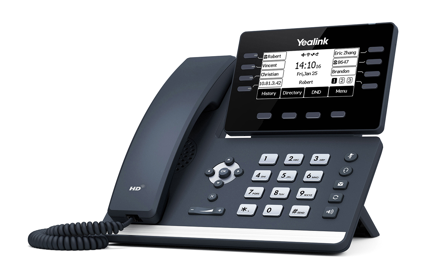 Yealink SIP-T53W telefon VoIP z PoE, gigabitowymi portami Ethernet, WiFi i Bluetooth, 12 SIP