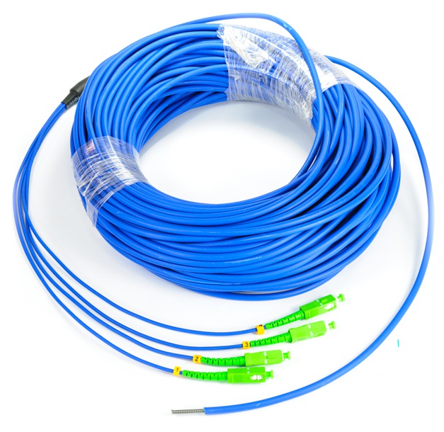 Zbrojony pigtail prefabrykowany SC/APC x4 SM 5.0mm 50m G657A