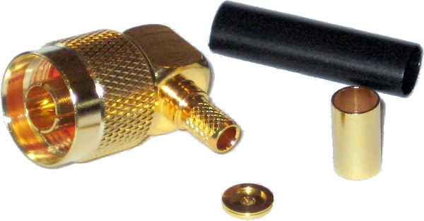 Złącze N/m zaciskane na przewód H155 (gold), kątowe